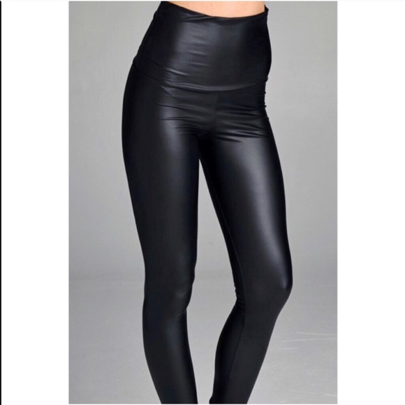 S-XL Avail! High Waisted Vegan Leather Leggings - Picture 2 of 7